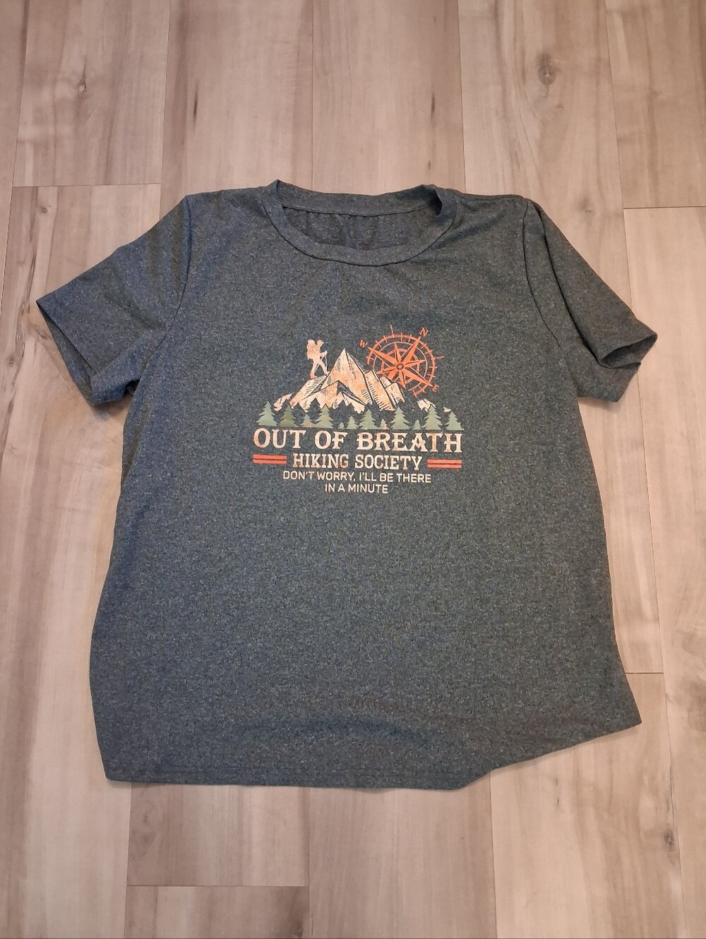 Out of Breath Hiking Society Graphic Tee - Heather Gray with Orange Accents